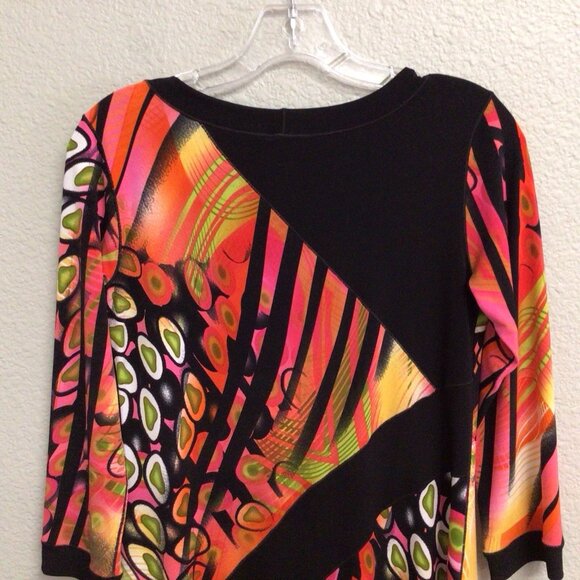 Eva Varro Print 3/4 Sleeve Scoop Neck Tunic Size Small Lagenlook Boho - Picture 5 of 8